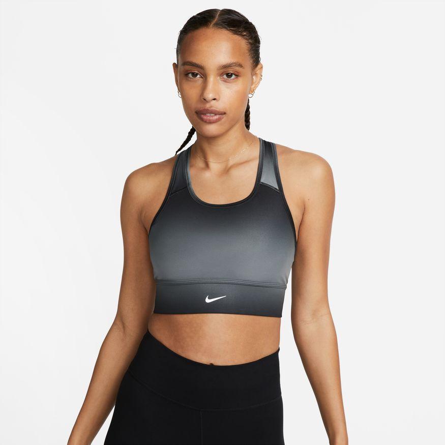 Nike Swoosh Long Line Bra in Black