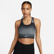 Nike Training Dri-FIT Swoosh longline medium support padded bra in black