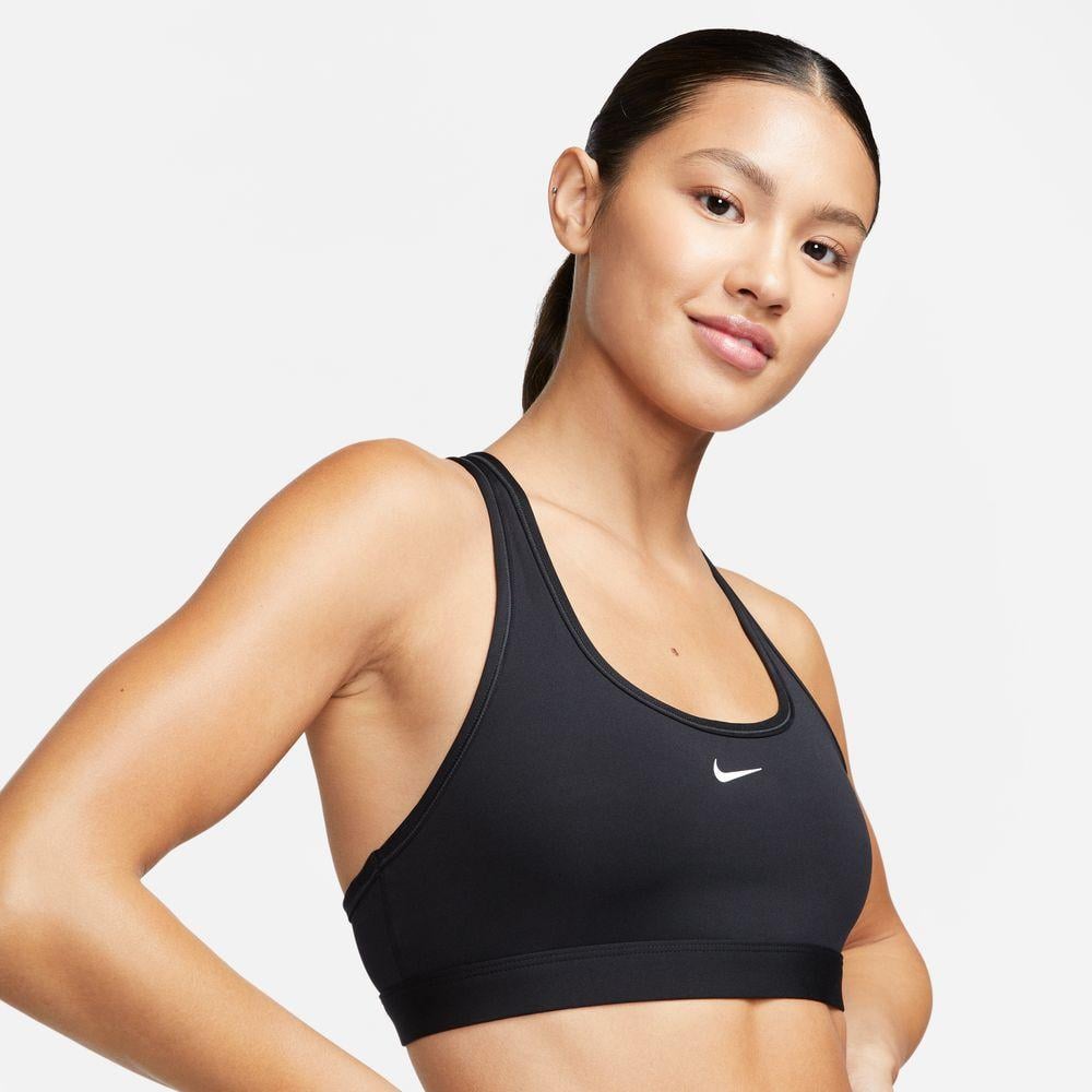 Nike Training Dri-FIT Swoosh logo non-padded medium support sports bra in  red