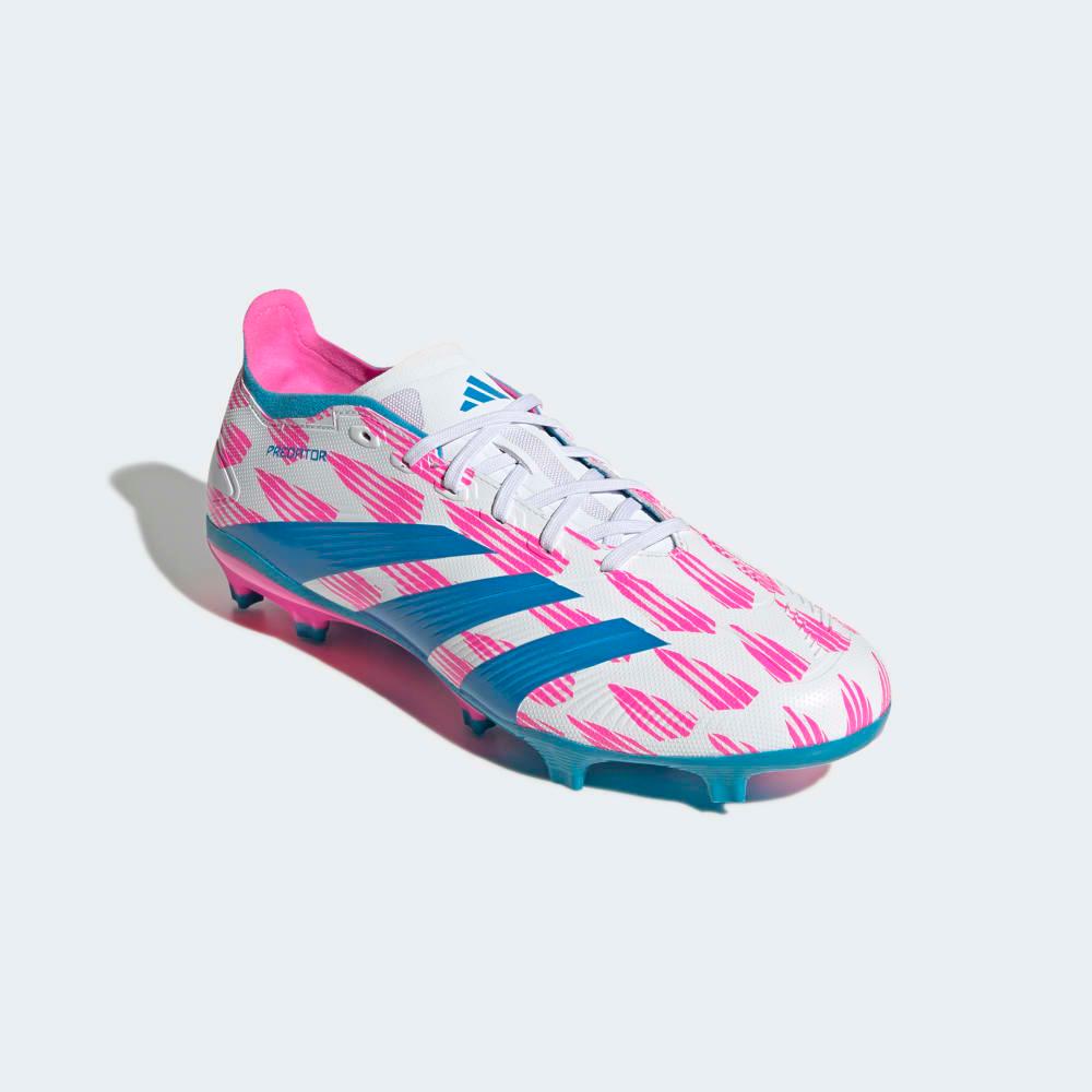 Adidas Predator League FG Firm Ground Soccer Cleats White Solar Blue Solar Pink 8